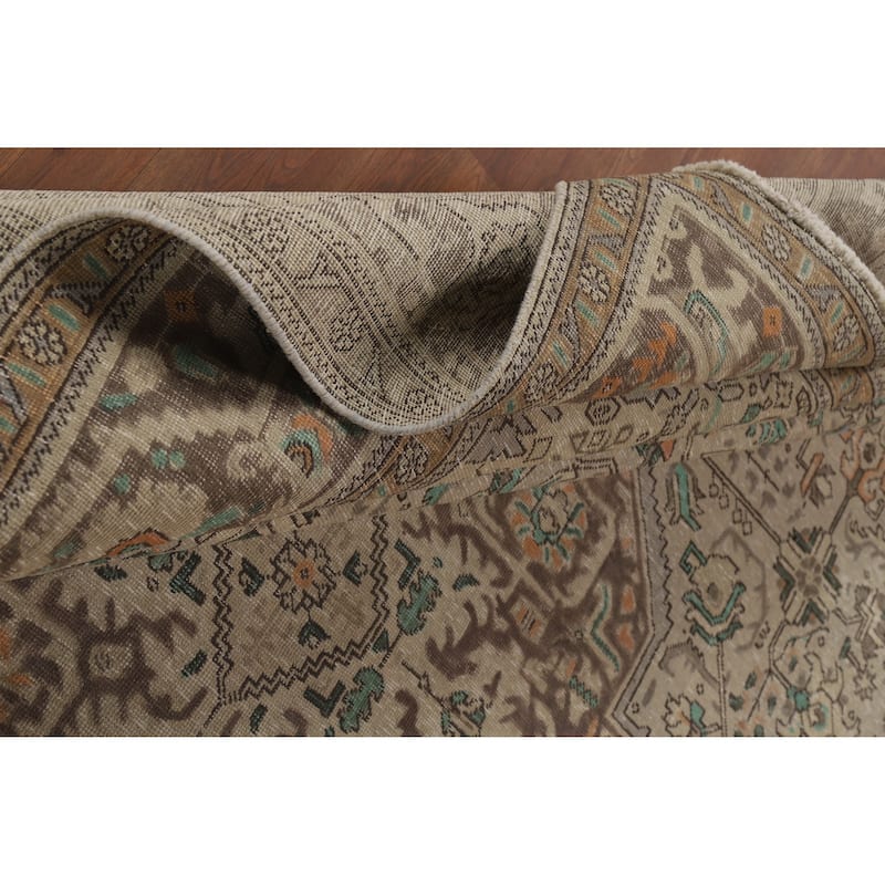 Tabriz Persian Vintage Area Rug Hand-Knotted Bedroom Wool Carpet - 9'6" x 12'8"