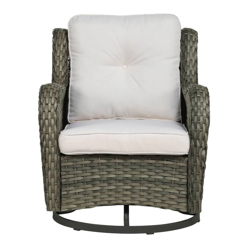 Outdoor Rattan Wicker Swivel Lounge Chair Cushioned Patio Rocker