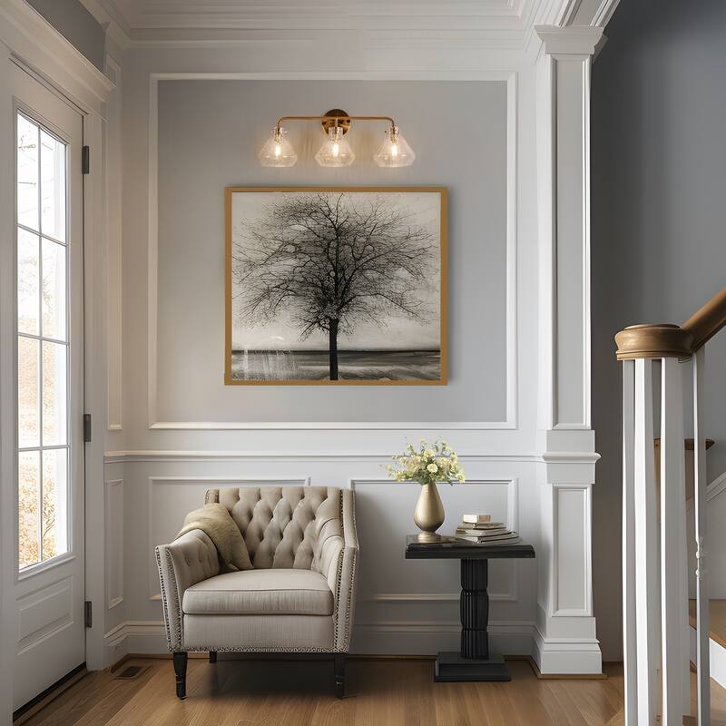 Modern Gold 3-Light Bathroom Vanity Light Art Glass Wall Sconces