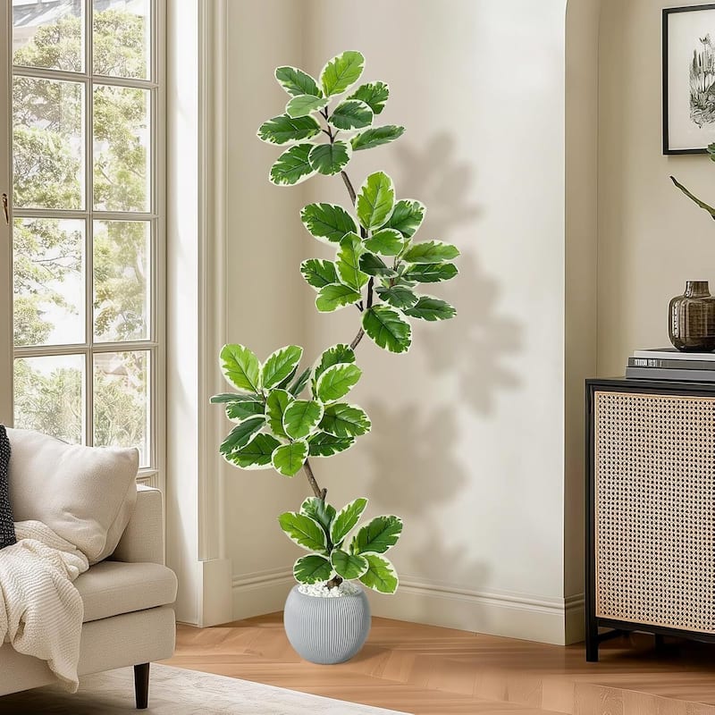 Home Fiddle Leaf Fig Tree Artificial Faux Rubber Tree for Home Decor