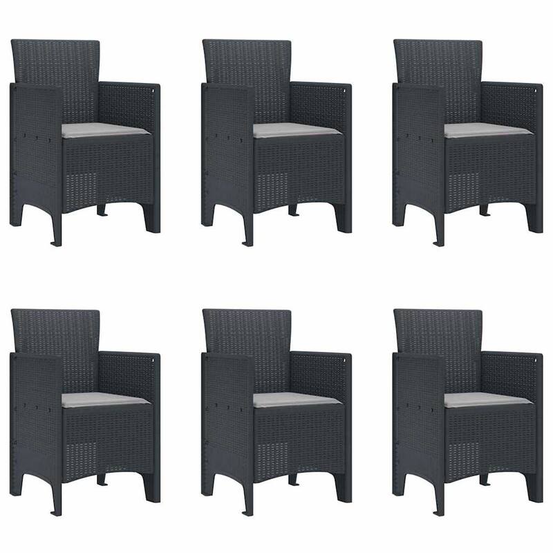 vidaXL Garden Dining Set 7/9 pcs Anthracite/Brown Polt rattan - 200 x 100 x 73 cm