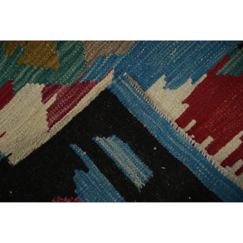 Hand Woven Oriental 100% Wool Carpet Southwestern Tribal Multi-Colored Kilim Area Rug - 8' 0'' X 5' 9''