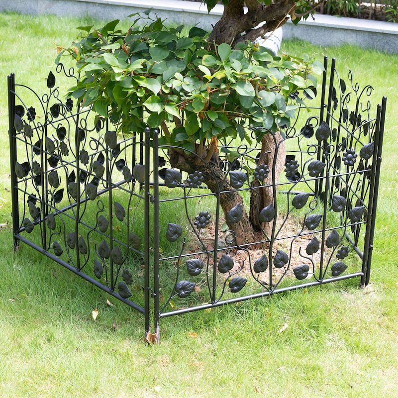 5 Pack Garden Fence Metal Fencing Panels Rustproof Border Section Fence
