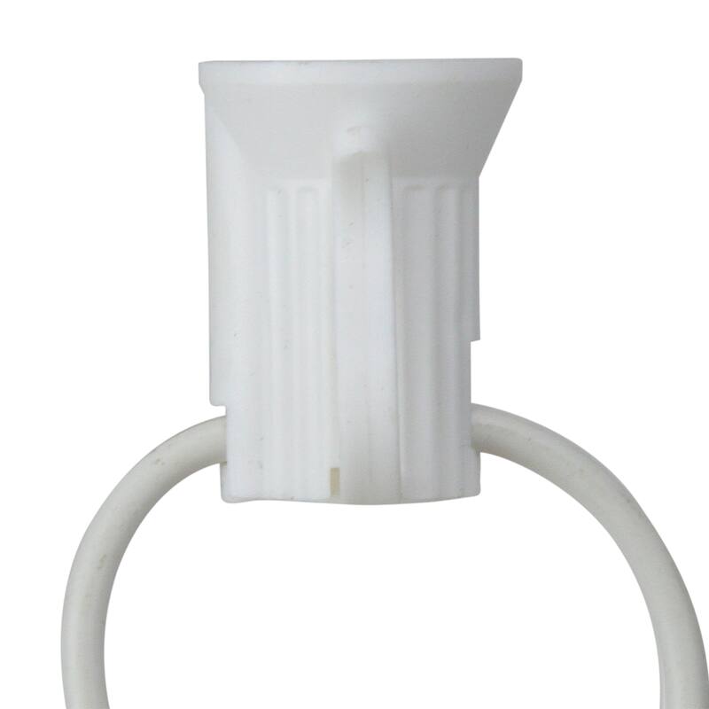 Commercial Grade C7 Christmas Light Socket Set - 50' White Wire - 18 Gauge