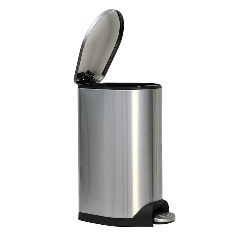 King's Rack 8 Gallon / 30 Liter Brushed Stainless Steel Step-on Trash Can Fingerprint Resistance with Removable Bucket