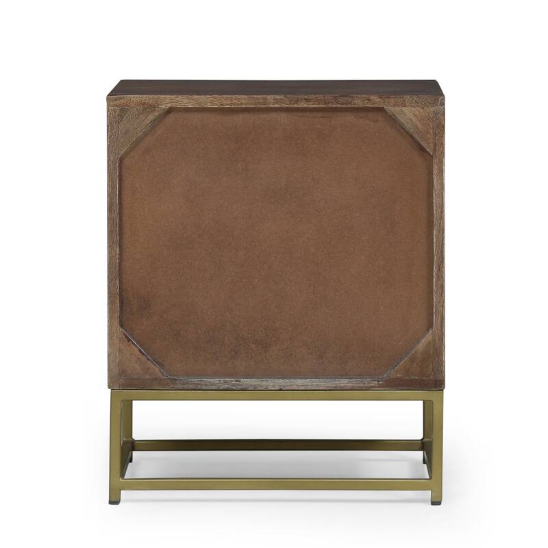 3 Drawers Nightstand for Bedroom, Mid-Century Modern Night Stand Bedside Table with Iron Frame