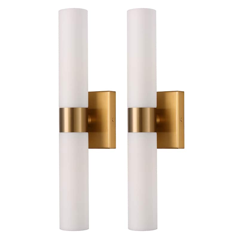 Wall Sconce Lighting Fixture Gold Wall Sconces Set of 2 with White Glass Shade Sconce Wall Decor Lamps Hardwired - 2.3*2.3*17.7