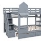 preview thumbnail 11 of 10, Full-Over-Full Castle Style Bunk Bed with 2 Drawers 3 Shelves and Slide