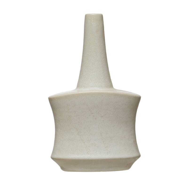 Stoneware Vase with Reactive Glaze - White