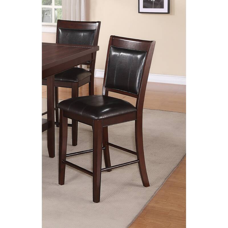 Farmhouse Style 2pc Linen Counter Height Chair Bar Stool Footrest Wooden Furniture