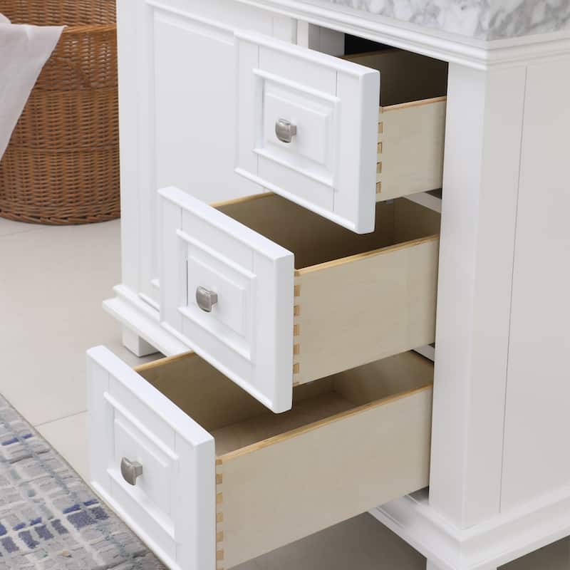 Altair Jardin Single Bathroom Vanity Set and Carrara White Countertop without Mirror