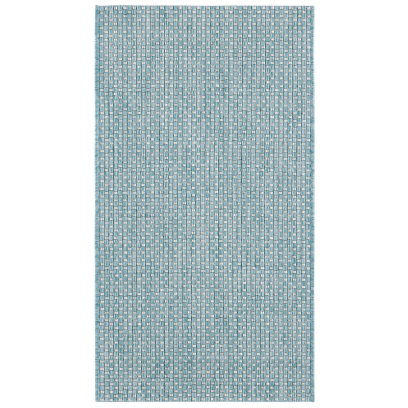 SAFAVIEH Courtyard Begajeta Indoor/Outdoor Waterproof Patio Backyard Rug. - 2'3" x 5' - Aqua/Grey