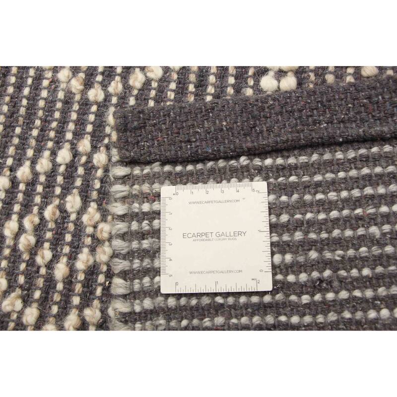 ECARPETGALLERY Braid weave Sienna Grey Wool Rug - 5'1 x 8'2