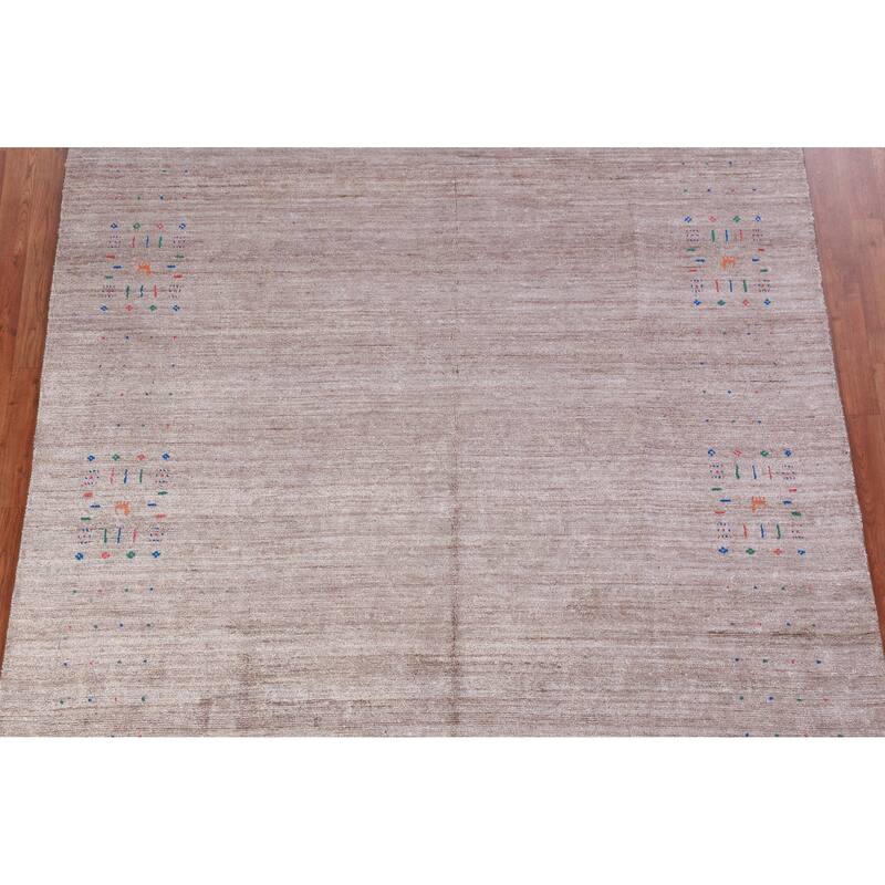 Gabbeh Indian Area Rug Handmade Brown Wool Carpet - 6'8" x 9'7"
