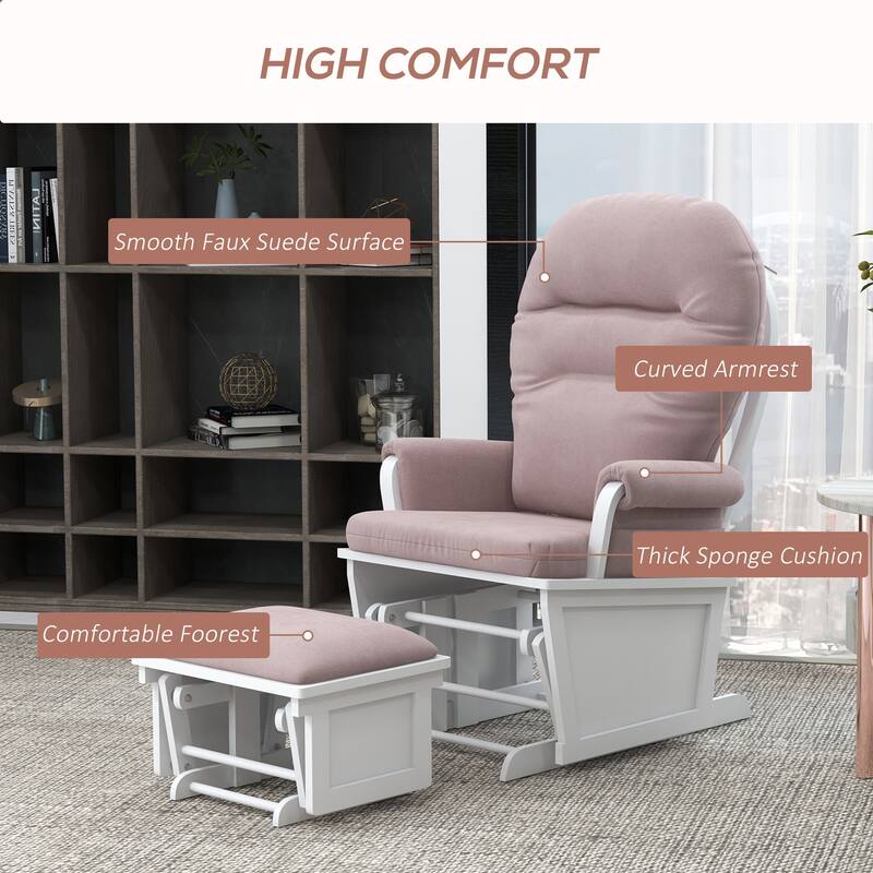 HOMCOM Nursery Glider Rocking Chair with Ottoman Cushion Seating