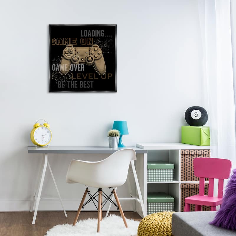 Stupell Gamer Controls Phrases Framed Floater Canvas Wall Art Design By Kim Allen