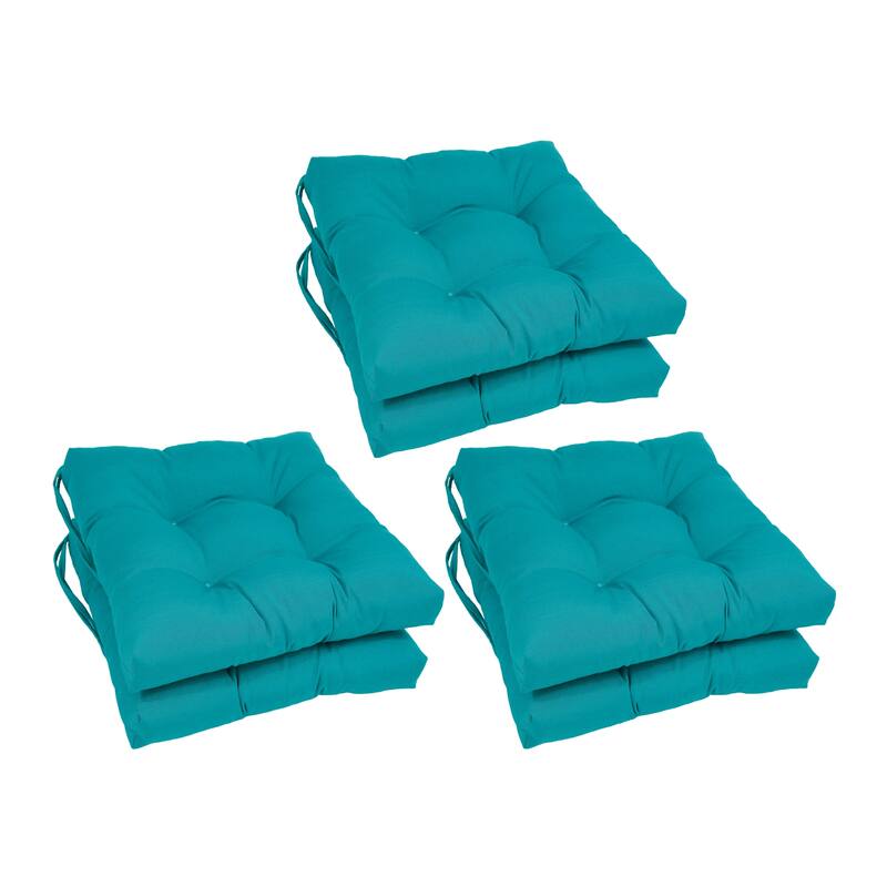 16-inch Square Indoor Chair Cushions (Set of 2, 4, or 6) - 16" x 16" - Set of 6 - Aqua Blue