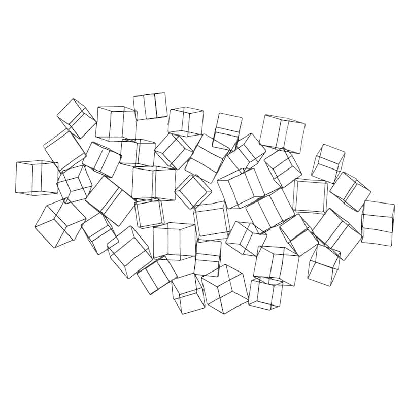 Metal Geometric 3D Square Home Wall Decor - Black or Gold - Roche River Decor