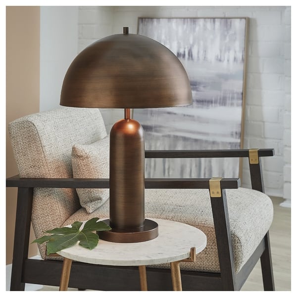 slide 2 of 9, Signature Design by Ashley Wendfield Antique Brown Table Lamp - 15" W x 15" D x 23.75" H