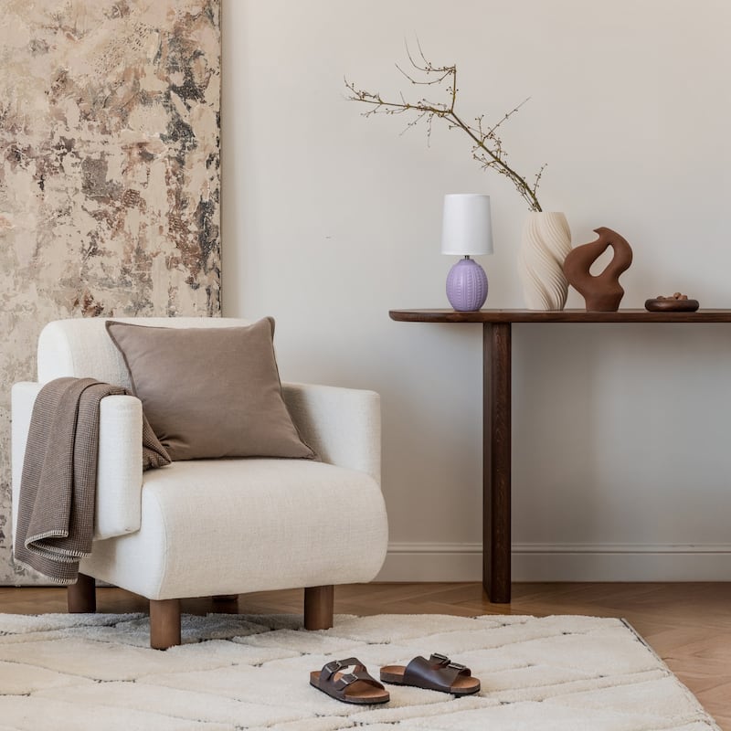 Mini Oval Table Lamp with Tapered Shade - 12.5" - Lavender