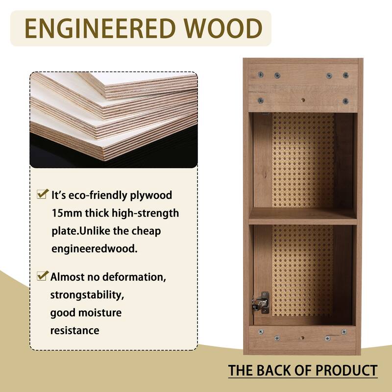 Modern Wall-Mounted Bathroom Side Cabinet, Space-Saving Floating Storage Cabinet with Reversible Door