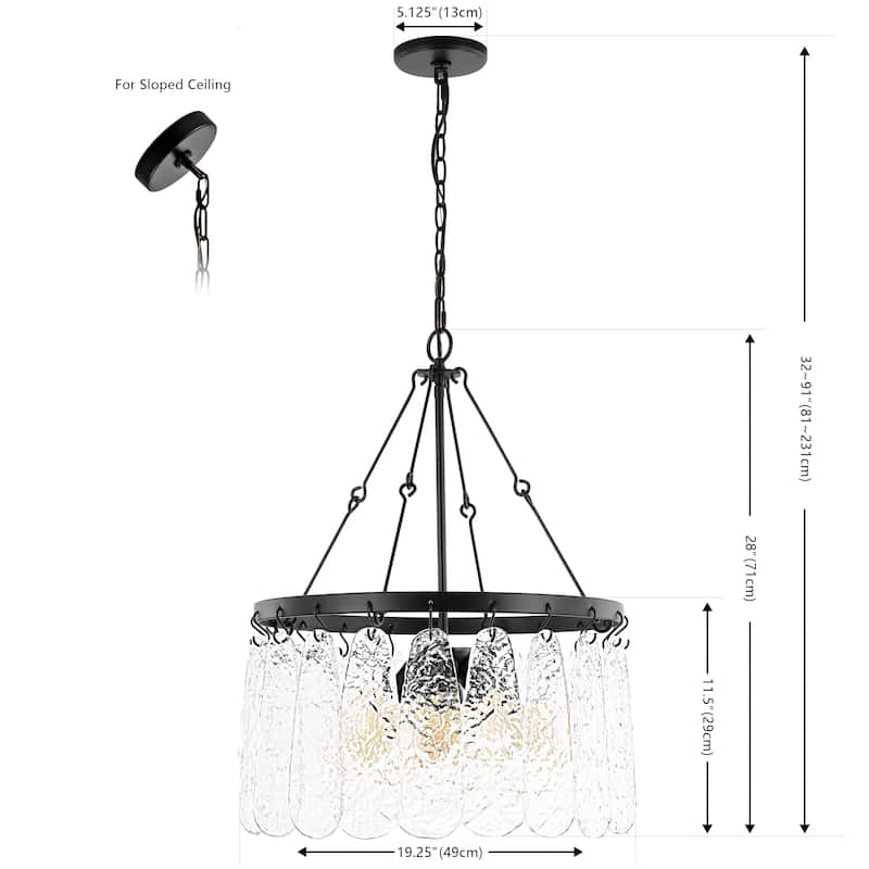 SAFAVIEH Lighting Lilie 6-Light 25-inch Chandelier - 24 In. W x 24 In. D x 34-93 In. H - Black/Clear