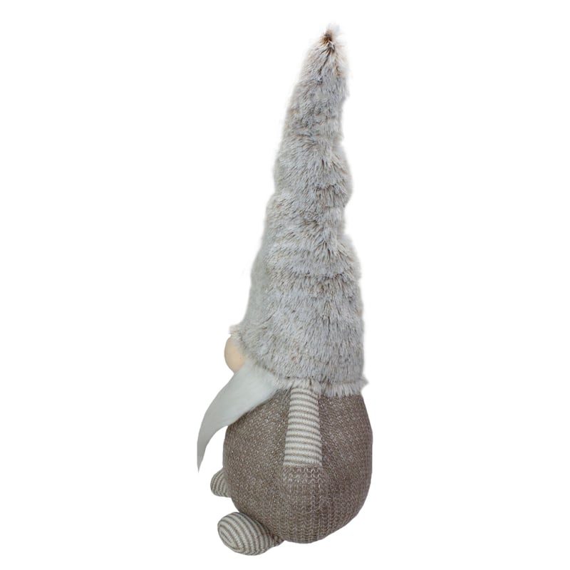 23.5" LED Lighted Brown and White Knit Gnome Christmas Figure
