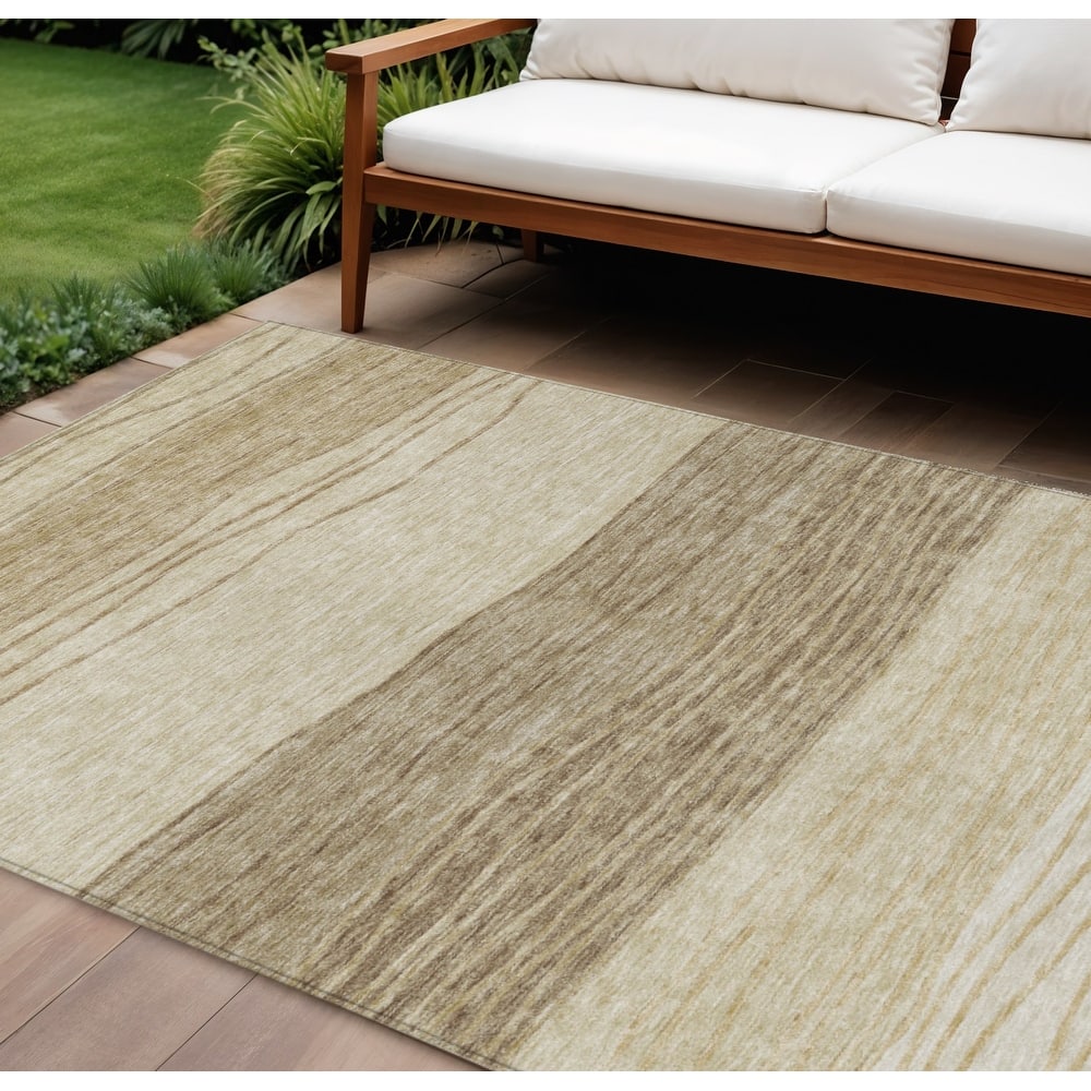 HomeRoots Striped Transitional Rectangle Outdoor Rug