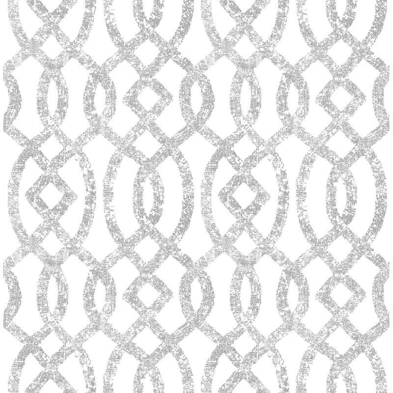 A-Street Prints Ethereal Silver Trellis Wallpaper