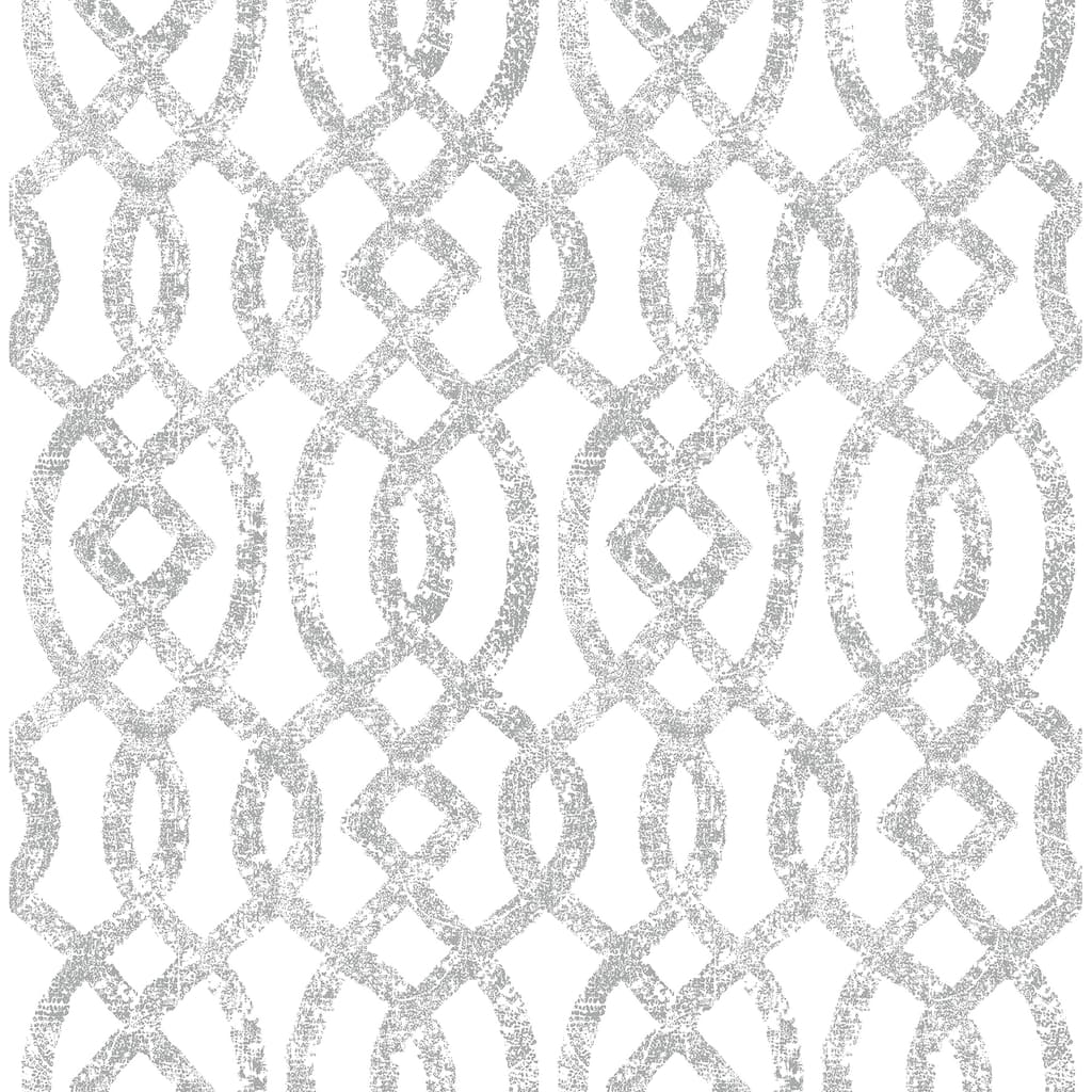A-Street Prints Ethereal Silver Trellis Wallpaper