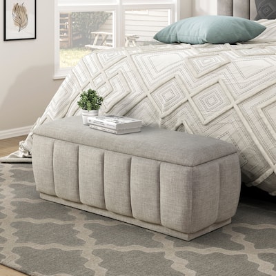 Ottoman Storage Bench for Bedroom end of Bed, 47" Upholstered Fabric Ottoman Bench for Living Room, Bedroom, Entryway