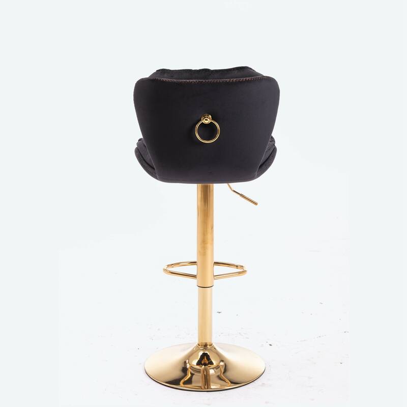 Set of 2 Bar Stools With Golden Base