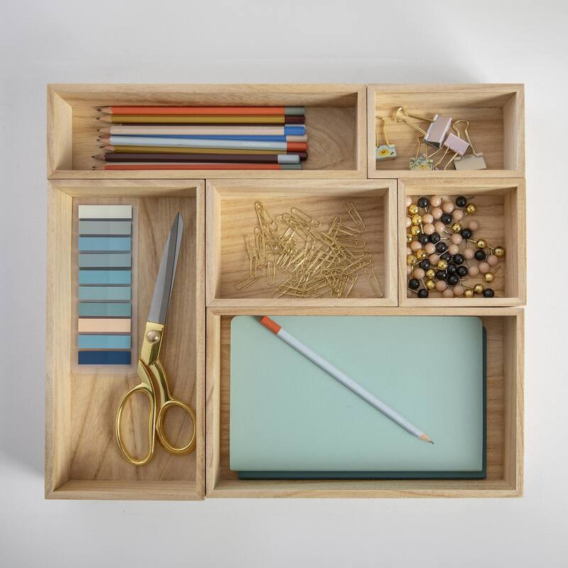 Flash Furniture LY-68986-6-NAT-MS Enzo 2" Tall Office Organizer Set