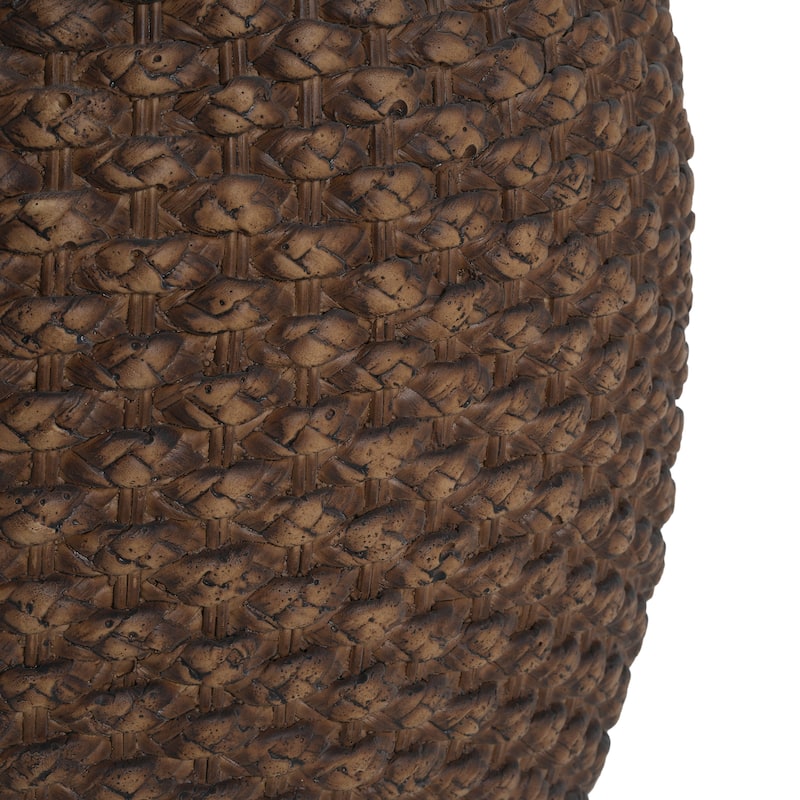 Handwoven Faux Rattan Accent Table – Crafted from Durable MgO Material, Perfect for Indoor & Outdoor Decor in Warm Brown‌