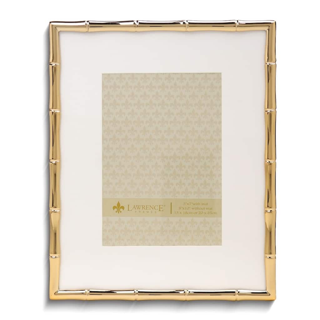 Curata Gold-Tone 8x10 Bamboo Metal Photo Frame with Mat For 5x7 Photo