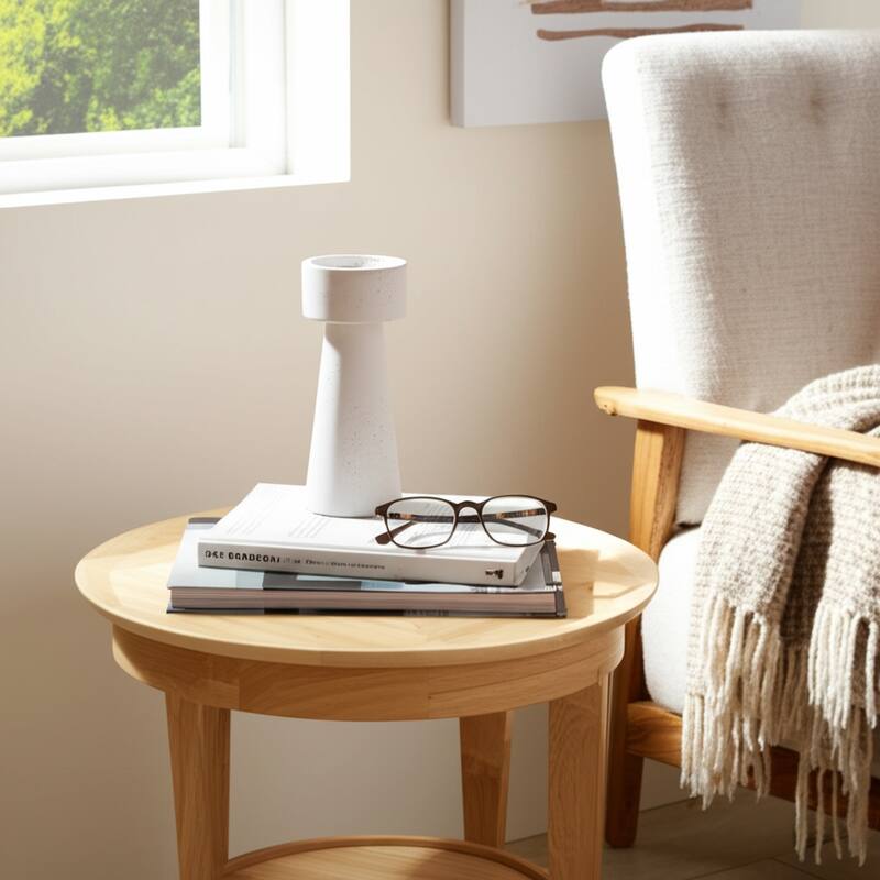 Pottery Taper Holder Cylindrical Top and Conical Base Design for Home - 4.5" x 4.5" x 12"