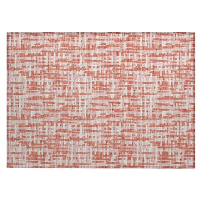 Machine Washable Indoor/ Outdoor Modern Crosshatch Chantille Rug