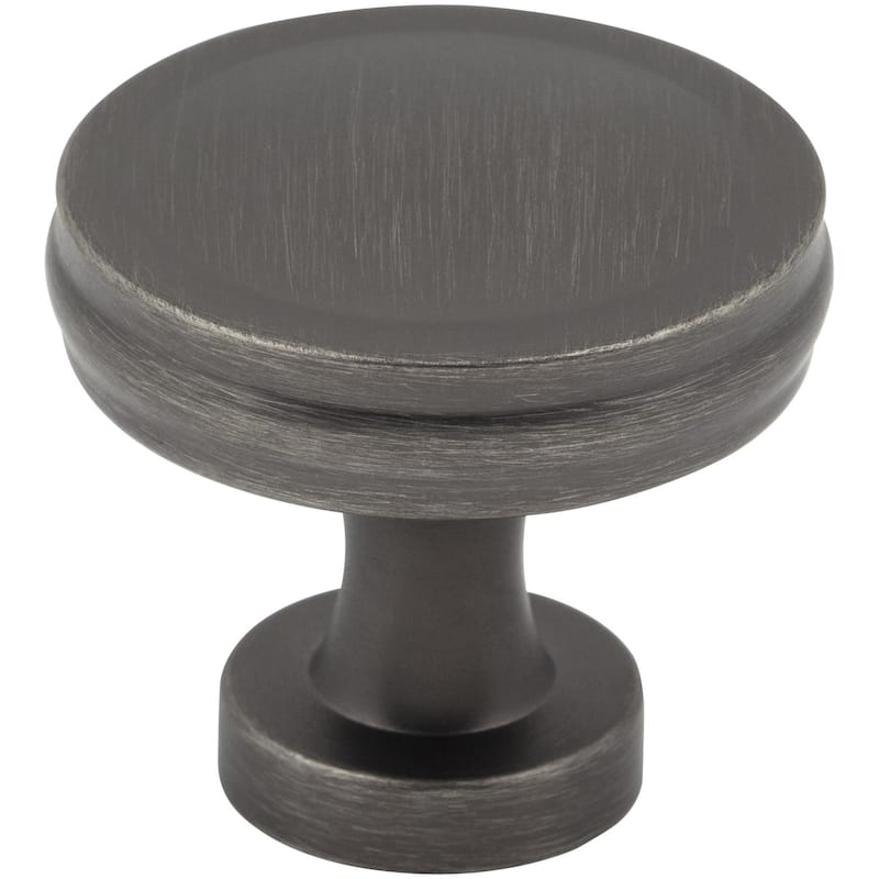 Jeffrey Alexander 132 Jules 1-3/8" Modern Industrial Flat Round - Brushed Pewter