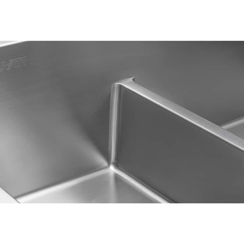 Ruvati 33 x 22 inch Drop-in 50/50 Double Bowl Tight Radius 16 Gauge Topmount Stainless Steel Kitchen Sink - RVH8051 - 8' x 11'