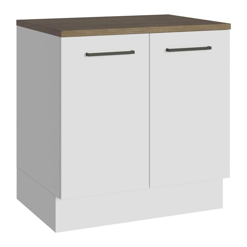 Madesa Compact Garage and Utility Room Base Cabinet with 2 Doors and Tool Storage Shelves 33 In Unit - White