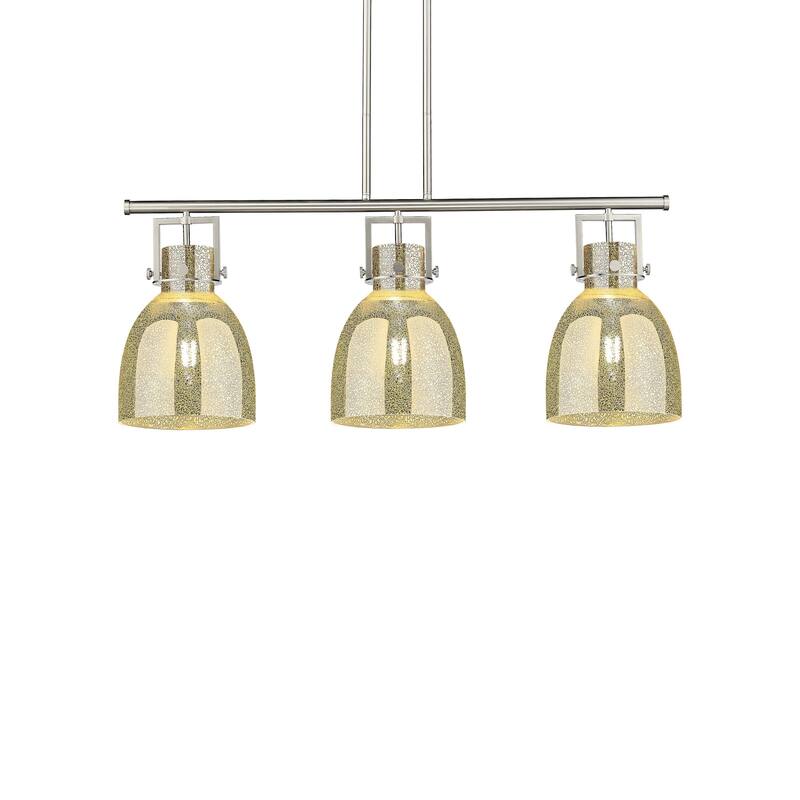 Innovations Lighting 411-3I-17-42 Newton Bell Linear Newton Bell 3 - Satin Nickel / Mercury