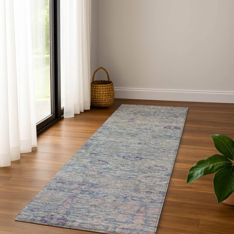 Premium Washable Super Soft Vintage Traditional Mayfield Rug - Plum - 2'3" x 7'6"