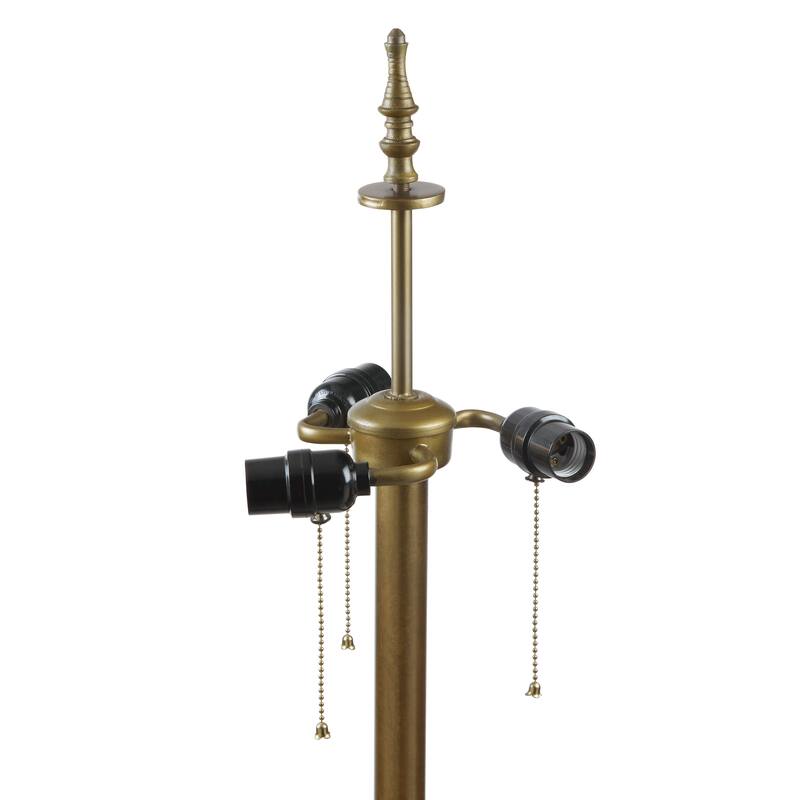Riya River of Goods Gold-Finish Metal 3-Light Candlestick 65.25-Inch Floor Lamp with Bowl Shade - 20" x 20" x 65.25"