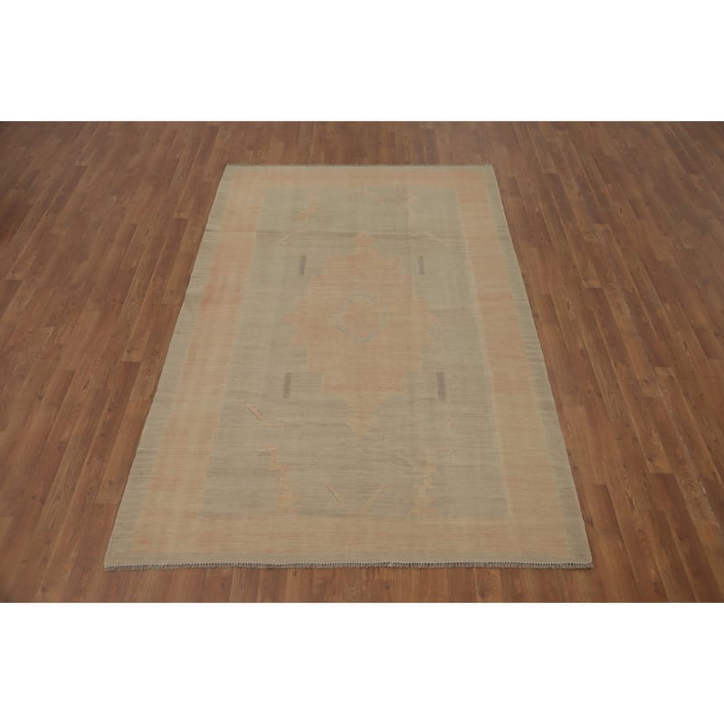 Hand Woven Oriental 100% Wool Carpet Southwestern Tribal Multi-Colored Kilim Area Rug - 7' 9'' X 5' 0''