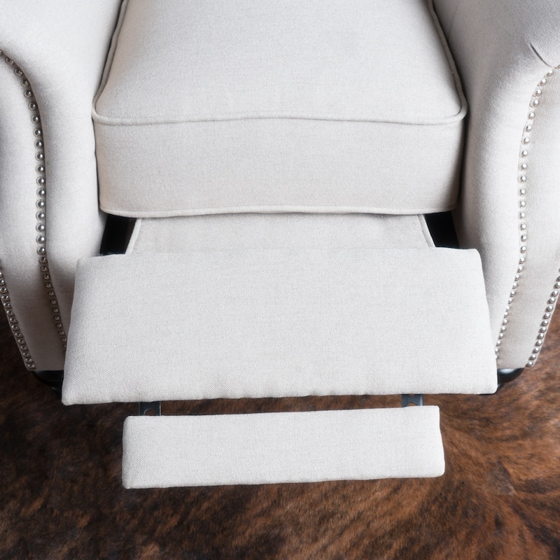Walder Tufted Fabric Recliner w/Nailhead Trim by Christopher Knight Home