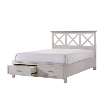 King Size Solid Wood Storage Bed with Transitional Style