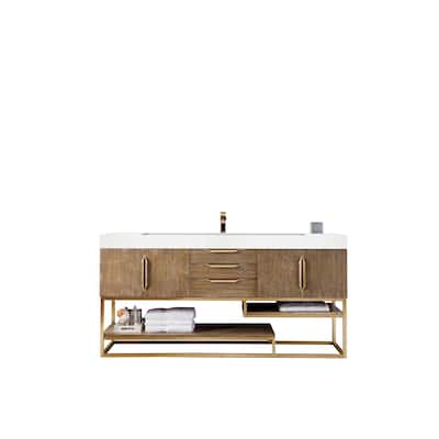 James Martin Vanities Columbia 72" Single Vanity, Latte Oak with Radiant Gold Hardware