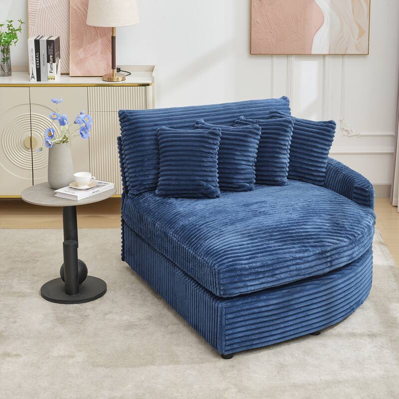 Oversized Fan-shaped Corduroy Couch, 2-piece Sectional Sofa with 4 & 8 Throw Pillows