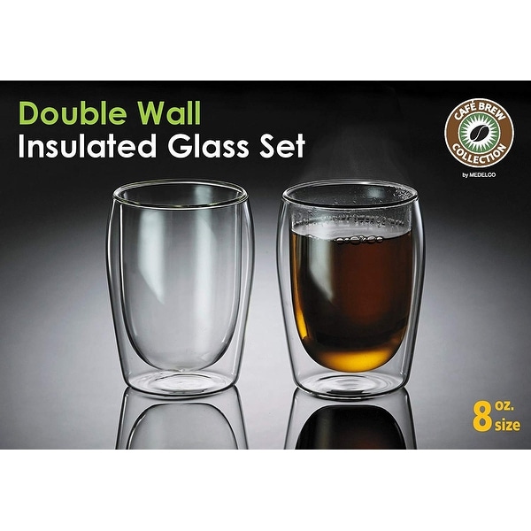 Medelco Cafe Brew Collection 8 Ounce Double Wall Glasses Set Of 2