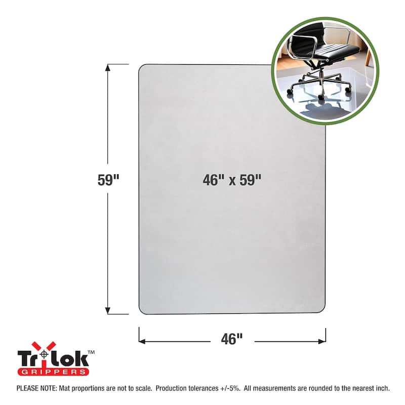 Cleartex® TrYlok® Vinyl Rectangular Chair Mat for Low Pile Carpets up to 1/4" - 46" x 59"